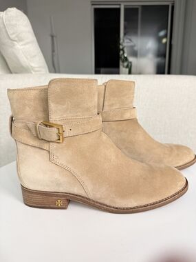 Tory Burch Beige Suede Ankle Boots